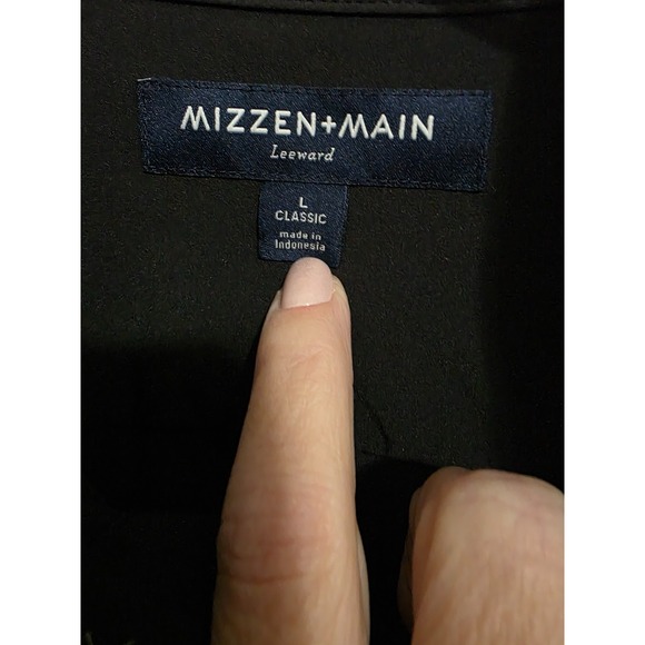 Mizzen+Main Shirt Mens Large Black Leeward Trim Fit Short Sleeve Performance - Picture 3 of 8
